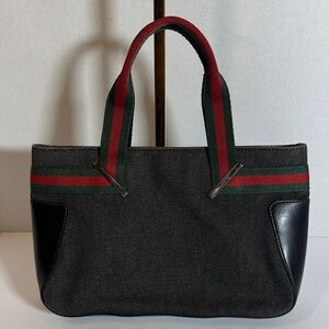 Black Denim Gucci Tote Bag